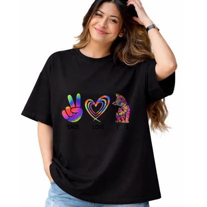 Cat Love Shirt, Funny Cat Lover Gift UnisexT-Shirt/Hoodie/Sweatshirt HLT00 - Peace Love Cats Funny Kitty Cat Lover T-Shirt