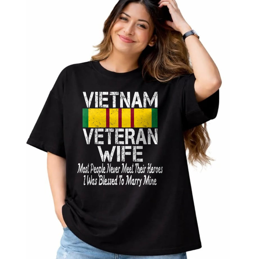 Proud Veteran Shirt, Funny Veteran UnisexT-Shirt/Hoodie/Sweatshirt HLT00 - Vietnam Veteran Wife Military Vet Spouse Retro Look T-Shirt