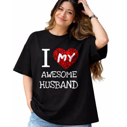 Best Wife Shirt, Wife and Husband Unisex T-Shirt/Hoodie/Sweatshirt HLT00 - I Love My Awesome Husband T-Shirt for Women Gift T-Shirt (1)