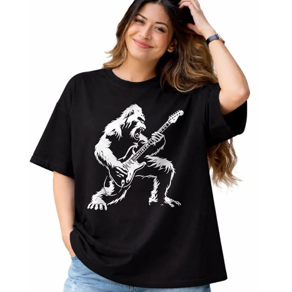 Guitar Lover Shirt, Funny Guitar UnisexT-Shirt/Hoodie/Sweatshirt HLT00 - Bigfoot Playing Guitar Rock Music Band Sasquatch T-Shirt, Men, Black, 3X-Large