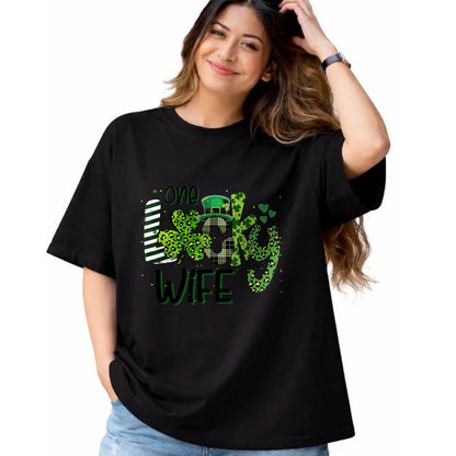Best Wife Shirt, Wife and Husband Unisex T-Shirt/Hoodie/Sweatshirt HLT00 - Gift for wife T shirt, lucky wife   One Lucky Wife St Patricks Day Mom Mother Shamrock Leopard T-Shi