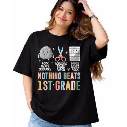 Best Student Shirt, Funny Back To School UnisexT-Shirt/Hoodie/Sweatshirt HLT00 - Nothing Beats 1st Grade Funny Back to School Kids Teachers T-Shirt, Men, Black, 3X-Large