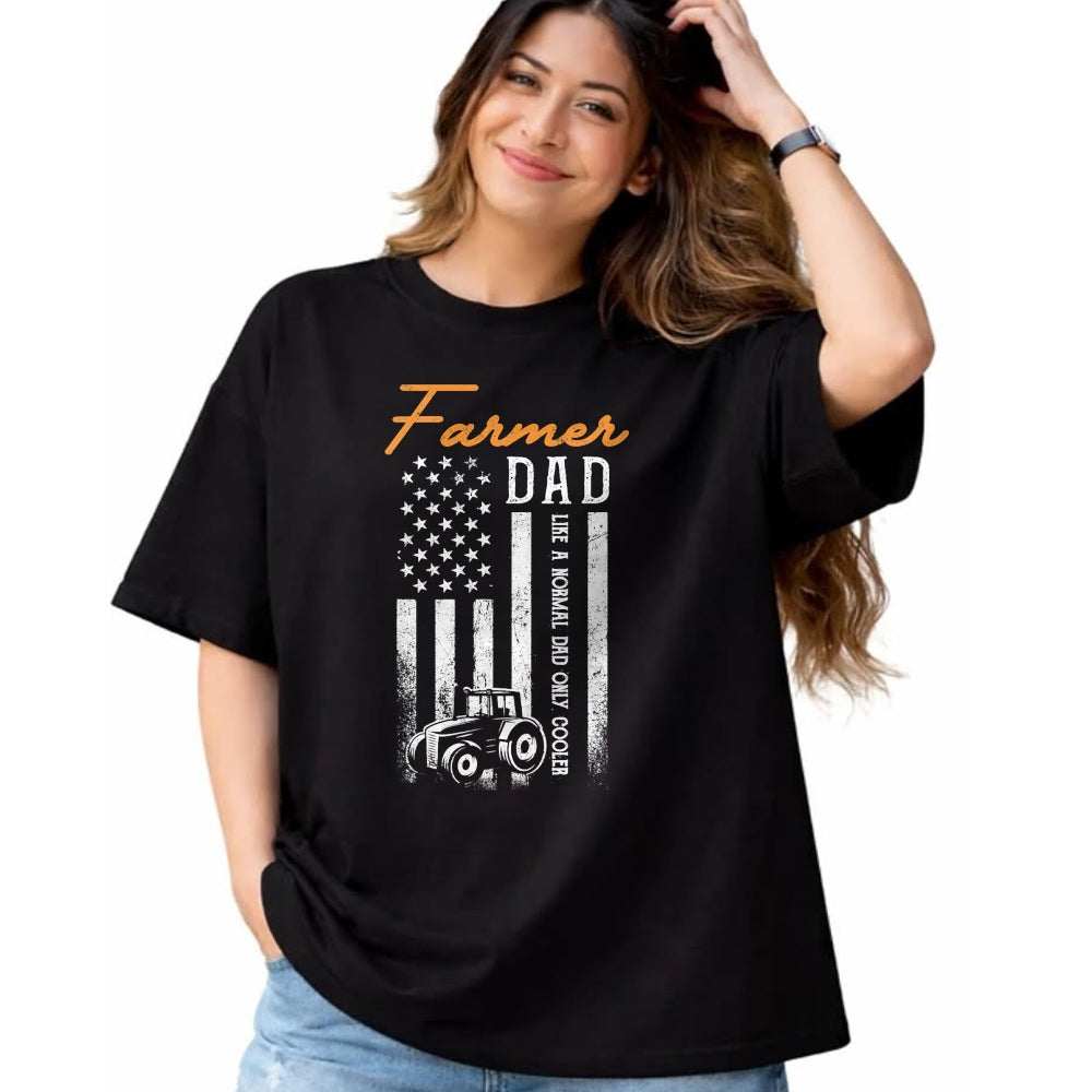 Best Farmer Life Shirt, Funny Farmer UnisexT-Shirt/Hoodie/Sweatshirt HLT00 - Farmer Dad Like A Normal Dad Only Cooler USA Flag Farming T-Shirt