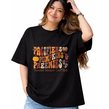 Best Thanksgiving Family Shirt , Funny Thanksgiving UnisexT-Shirt/Hoodie/Sweatshirt HLT00 - Retro Pacifiers Pumpkins Preemies Thanksgiving NICU Nurse T-Shirt