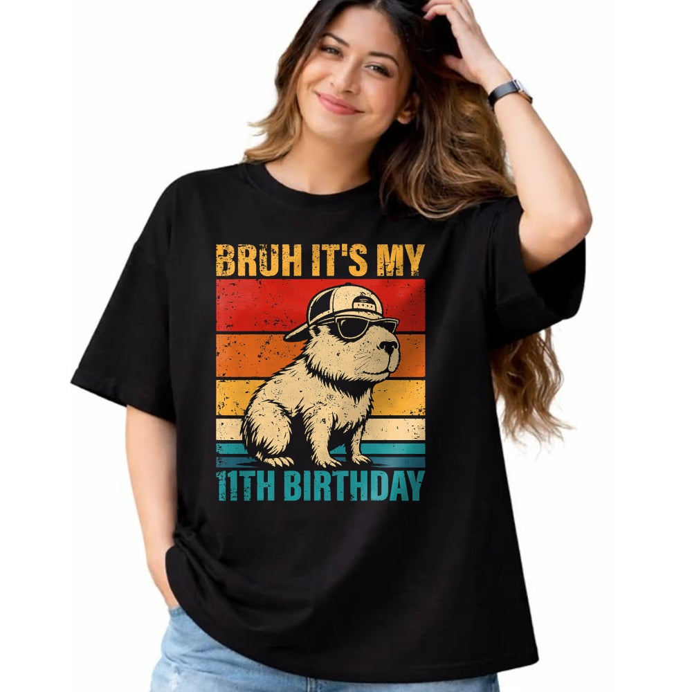 Cute Capybara Shirt, Funny Capybara UnisexT-Shirt/Hoodie/Sweatshirt HLT00 - 11 Year Old Birthday Boy Capybara Bruh It_s My 11th Birthday T-Shirt