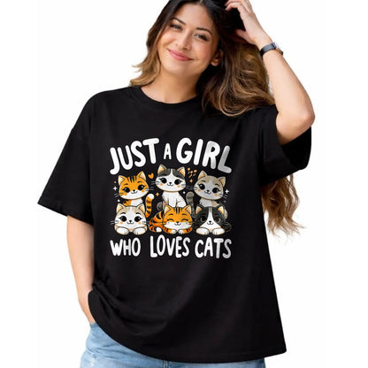 Cat Love Shirt, Funny Cat Lover Gift UnisexT-Shirt/Hoodie/Sweatshirt HLT00 - Cats Lover Just A Girl Who Loves Cat T-Shirt