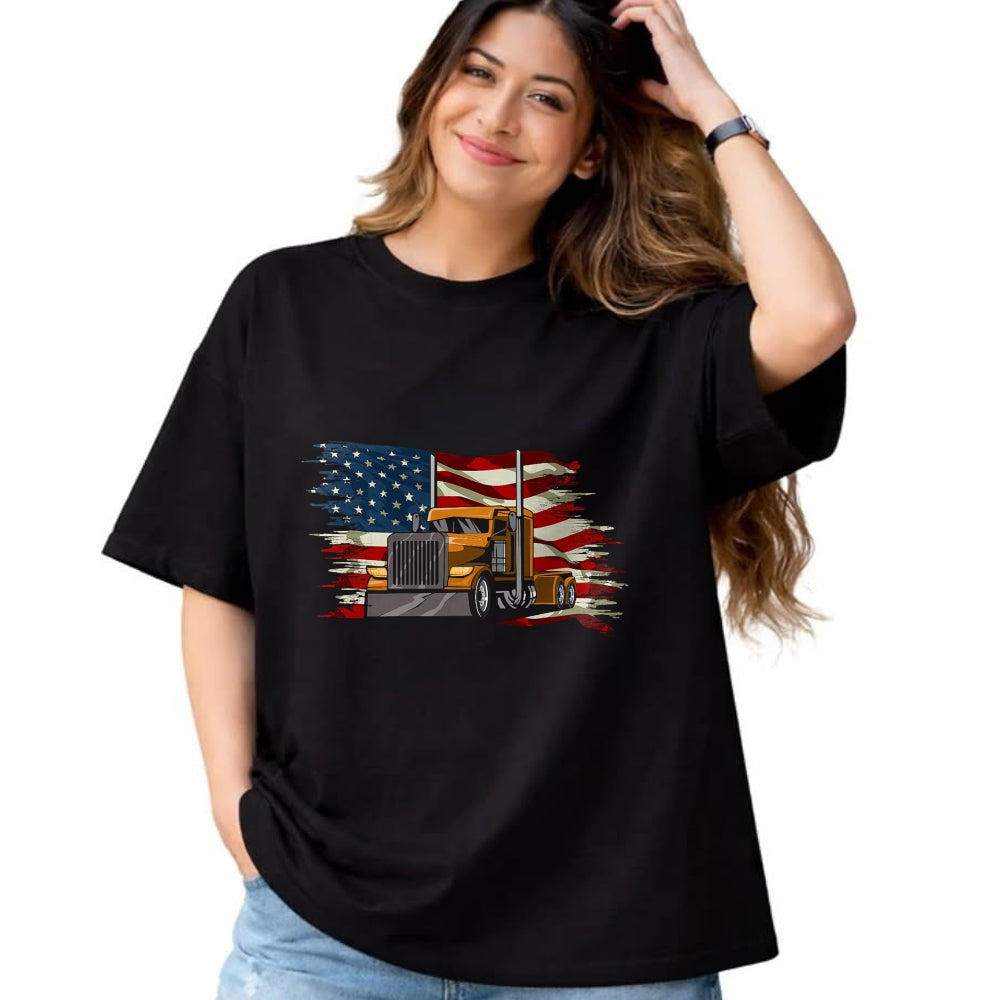 Best Truck Driver Life Shirt, Funny Trucker UnisexT-Shirt/Hoodie/Sweatshirt HLT00 - Semi-Trailer Truck Driver Big Rig Trucker American Flag T-Shirt