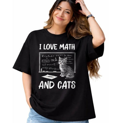 Cat Love Shirt, Funny Cat Lover Gift UnisexT-Shirt/Hoodie/Sweatshirt HLT00 - I Love Math and Cats Funny Cat Lover Science Teacher Student T-Shirt (1)