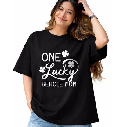 Gift for Mom Shirt, Funny Mom Unisex T-Shirt/Hoodie/Sweatshirt HLT00 - One Lucky Beagle Mom St. Patrick_s Day T-Shirt