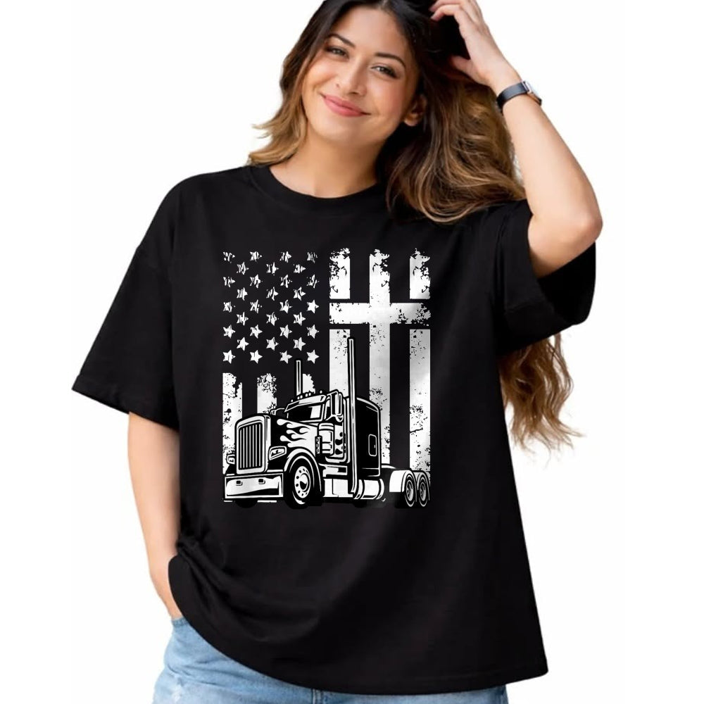 Best Truck Driver Life Shirt, Funny Trucker UnisexT-Shirt/Hoodie/Sweatshirt HLT00 - Semi Truck American Flag Christian Truck Driver Patriotic T-Shirt