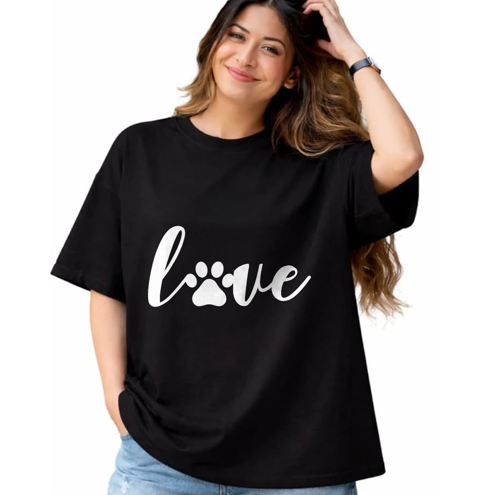 Cat Love Shirt, Funny Cat Lover Gift UnisexT-Shirt/Hoodie/Sweatshirt HLT00 - Paw Print Love Heart Funny Cool Dog Cat Mom Pet Animal Lover T-Shirt Small