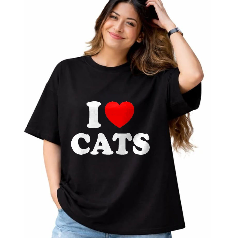 Cat Love Shirt, Funny Cat Lover Gift UnisexT-Shirt/Hoodie/Sweatshirt HLT00 - I Love Cats I Heart Cats T-Shirt, Men, Black, Small