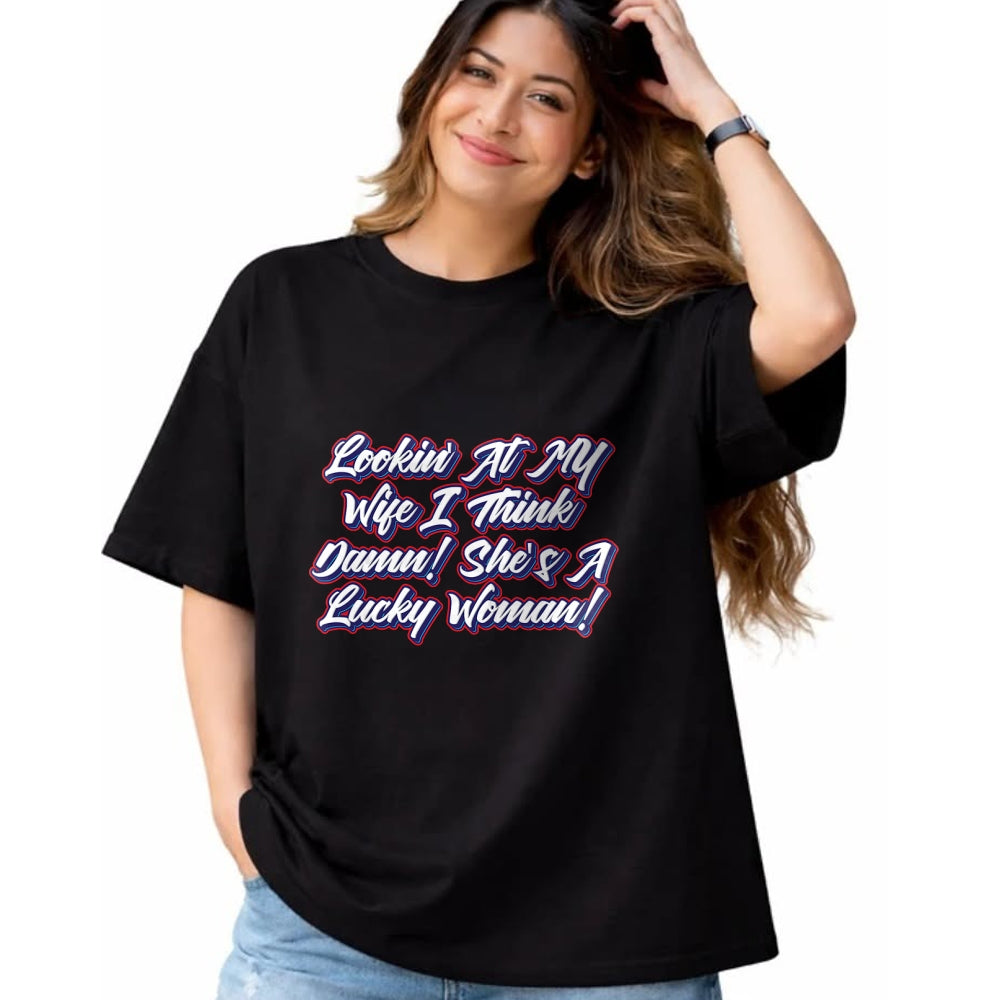 Best Wife Shirt, Wife and Husband Unisex T-Shirt/Hoodie/Sweatshirt HLT00 - Gift for wife T shirt, lucky wife   Funny Teaser Shirts - My Wife Is A Lucky Woman T-Shirt