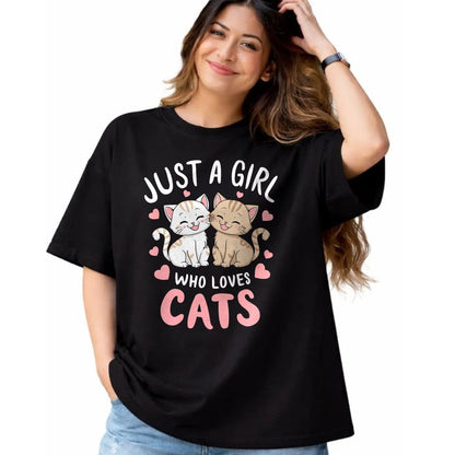 Cat Love Shirt, Funny Cat Lover Gift UnisexT-Shirt/Hoodie/Sweatshirt HLT00 - Cat Lover Just A Girl Who Loves Cats T-Shirt