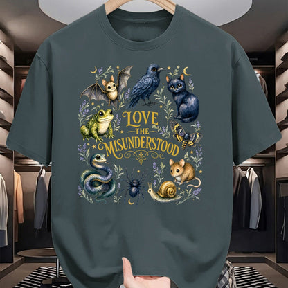 Cat Love Shirt, Funny Cat Lover Gift UnisexT-Shirt/Hoodie/Sweatshirt HLT00 - Love The Misunderstood Bat Raven Cat Snake Spider Moth Frog T-Shirt