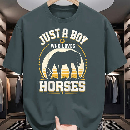 Best Horse Lover Shirt , Funny Horse UnisexT-Shirt/Hoodie/Sweatshirt HLT00 - Kids Just A Boy Who Loves Horses Funny Horse Lover T-Shirt