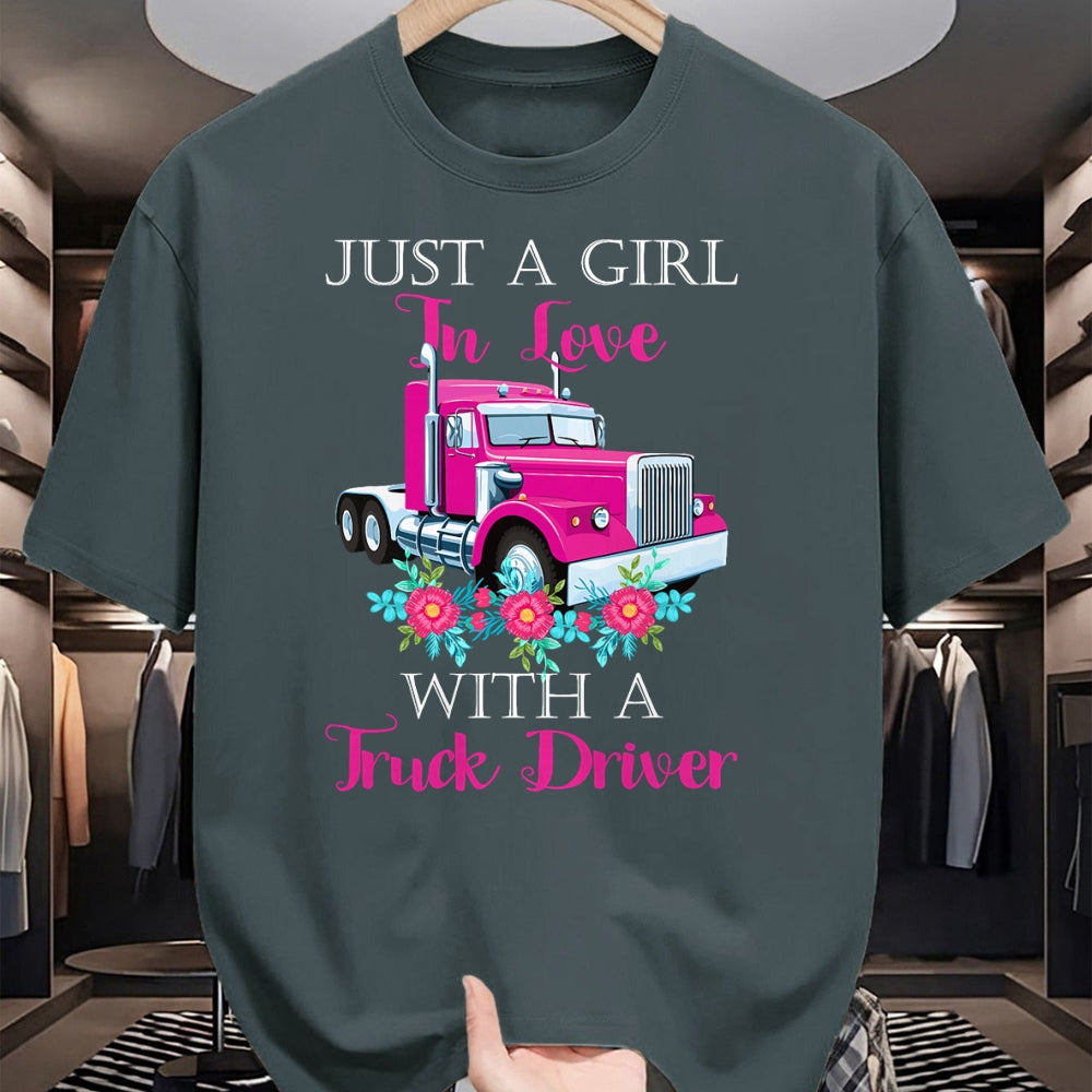 Best Truck Driver Life Shirt, Funny Trucker UnisexT-Shirt/Hoodie/Sweatshirt HLT00 - Just A Girl In Love With A Truck Driver Partner T-Shirt