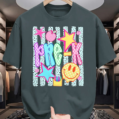 Best Teacher Shirt, Funny Teacher UnisexT-Shirt/Hoodie/Sweatshirt HLT00 - Back to School Colorful Pre K Checkered Girl Teacher T-Shirt