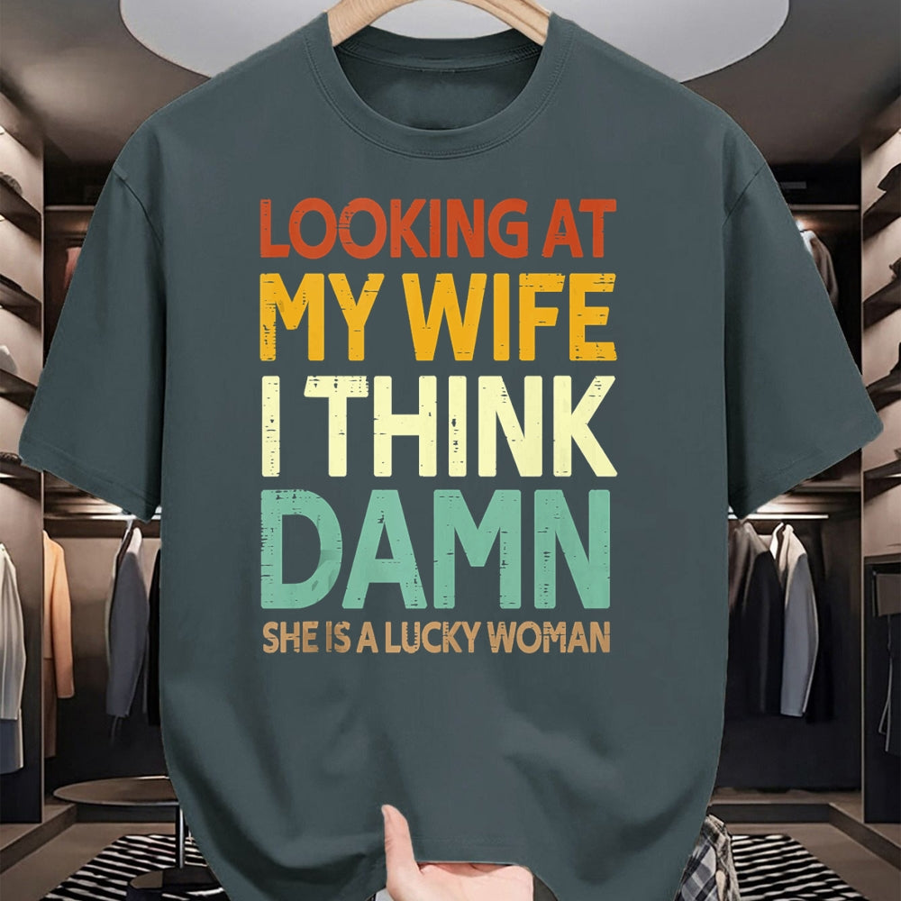Best Wife Shirt, Wife and Husband Unisex T-Shirt/Hoodie/Sweatshirt HLT00 - Gift for wife T shirt, lucky wife   My Wife Is A Lucky Woman Husband Wife Themed Present Tank Top