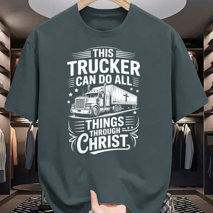 Best Truck Driver Life Shirt, Funny Trucker UnisexT-Shirt/Hoodie/Sweatshirt HLT00 - Trucker Can Do All Things Trucking Jesus Christian Trucker T-Shirt