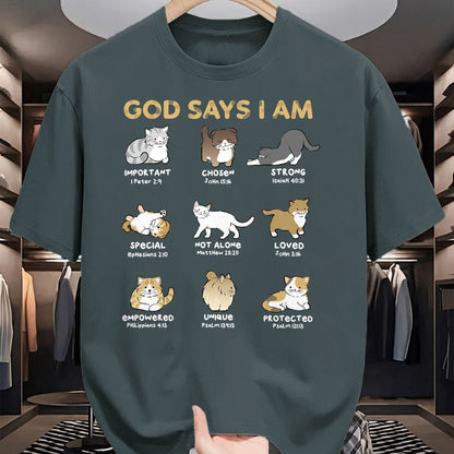 Cat Love Shirt, Funny Cat Lover Gift UnisexT-Shirt/Hoodie/Sweatshirt HLT00 - God Says I Am Cat Cute Cats Lover Bible Verse Christian T-Shirt