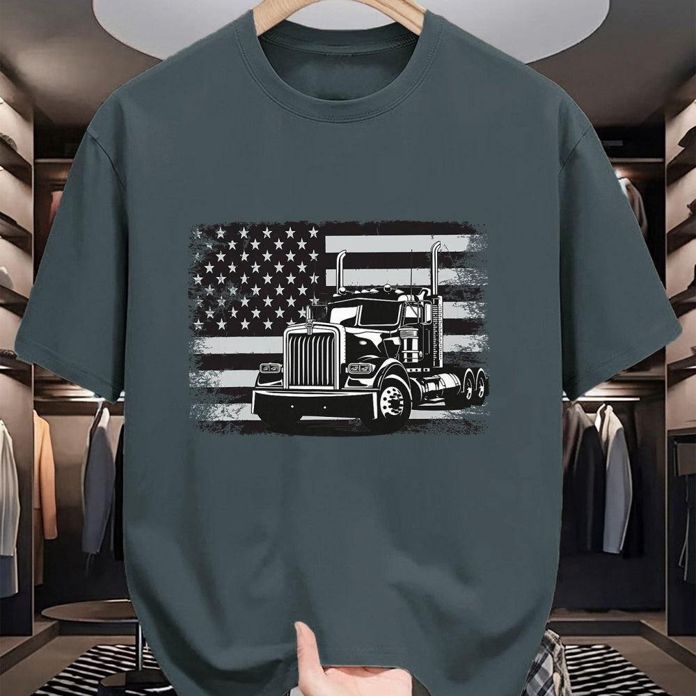 Best Truck Driver Life Shirt, Funny Trucker UnisexT-Shirt/Hoodie/Sweatshirt HLT00 - US American Flag Semi Truck Driver T-Shirt (5)