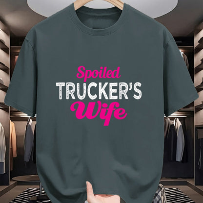 Best Wife Shirt, Wife and Husband Unisex T-Shirt/Hoodie/Sweatshirt HLT00 - Gift for wife T shirt, spoiled wife   Spoiled Trucker's Wife Funny Wedding Anniversary T Shirt (1)