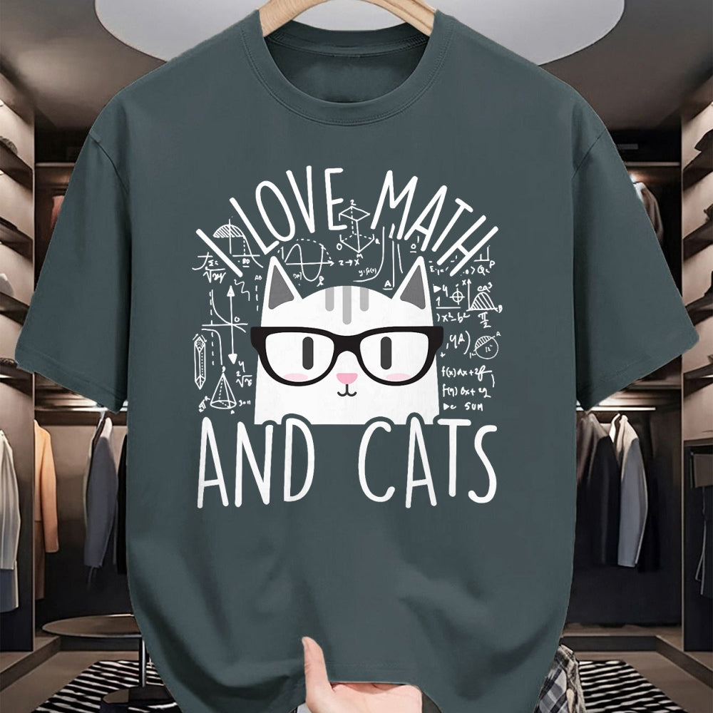 Cat Love Shirt, Funny Cat Lover Gift UnisexT-Shirt/Hoodie/Sweatshirt HLT00 - I Love Math and Cats Cute Kitty Cat Feline Lover Gift T-Shirt Small