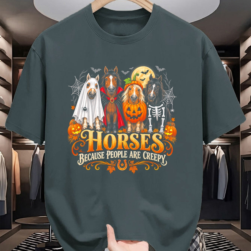 Best Horse Lover Shirt , Funny Horse UnisexT-Shirt/Hoodie/Sweatshirt HLT00 - Horses Because People are Creepy Halloween Horse T-Shirt
