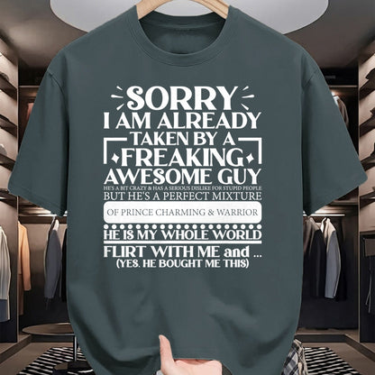 Best Wife Shirt, Wife and Husband Unisex T-Shirt/Hoodie/Sweatshirt HLT00 - Sorry I Am Already Taken By A Guy Husband T-Shirt (1)