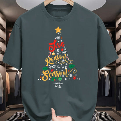 Christian Tee, Christian Faith Unisex T-Shirt/Hoodie/Sweatshirt HLT00 - Jesus Is The Reason For The Season Christian Christmas Tree T-Shirt