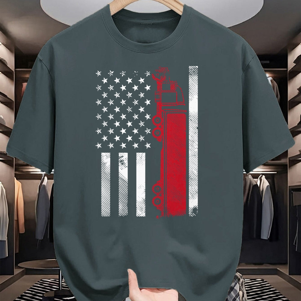 Best Truck Driver Life Shirt, Funny Trucker UnisexT-Shirt/Hoodie/Sweatshirt HLT00 - US American Flag Semi Truck Driver 18 Wheeler Trucker Gift Short Sleeve T-Shirt (1)