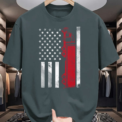 Best Truck Driver Life Shirt, Funny Trucker UnisexT-Shirt/Hoodie/Sweatshirt HLT00 - US American Flag Semi Truck Driver 18 Wheeler Trucker Gift Short Sleeve T-Shirt (1)