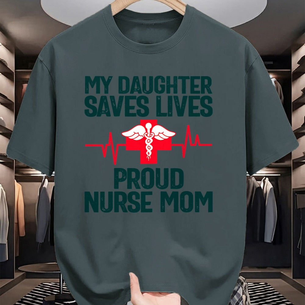 Funny Nurse Shirt, Nurse Unisex T-Shirt/Hoodie/Sweatshirt HLT00 - Womens My Daughter saves lives proud nurse Mom T-Shirt