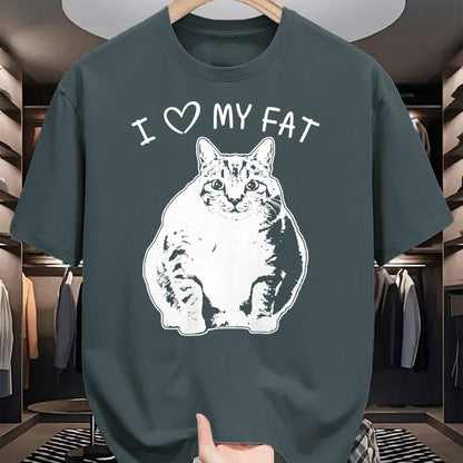 Cat Love Shirt, Funny Cat Lover Gift UnisexT-Shirt/Hoodie/Sweatshirt HLT00 - I Love My Fat Cat Funny Cat Lover T-Shirt Gift Idea T-Shirt
