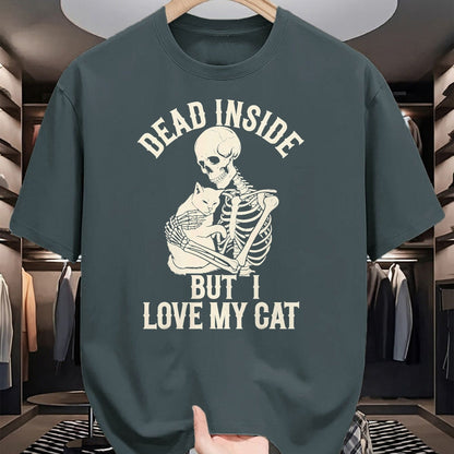 Cat Love Shirt, Funny Cat Lover Gift UnisexT-Shirt/Hoodie/Sweatshirt HLT00 - Dead Inside But I Love My Cat T-Shirt