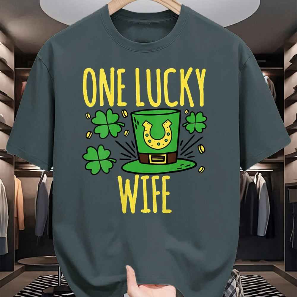 Best Wife Shirt, Wife and Husband Unisex T-Shirt/Hoodie/Sweatshirt HLT00 - Gift for wife T shirt, lucky wife   Womens One Lucky Wife St. Patrick's Day Lucky Wife V-Neck T-Shir
