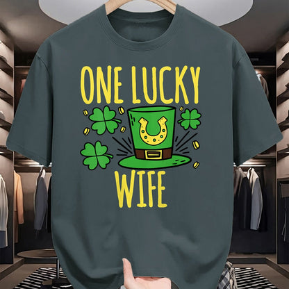 Best Wife Shirt, Wife and Husband Unisex T-Shirt/Hoodie/Sweatshirt HLT00 - Gift for wife T shirt, lucky wife   Womens One Lucky Wife St. Patrick's Day Lucky Wife V-Neck T-Shir