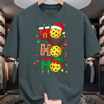 Funny Pickleball Shirt, Pickleball Lover Unisex T-Shirt/Hoodie/Sweatshirt HLT00 - Ho Ho Ho Pickleball Christmas, Funny Paddle Players Holiday T-Shirt