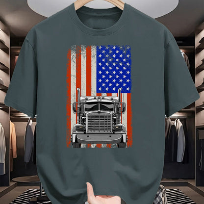 Best Truck Driver Life Shirt, Funny Trucker UnisexT-Shirt/Hoodie/Sweatshirt HLT00 - US American Flag Semi Truck Driver T-Shirt (4)