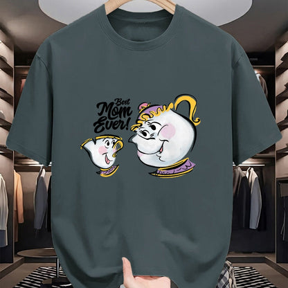 Gift for Mom Shirt, Funny Mom Unisex T-Shirt/Hoodie/Sweatshirt HLT00 - Disney Beauty and the Beast Chip Mrs. Potts Best Mom Ever T-Shirt