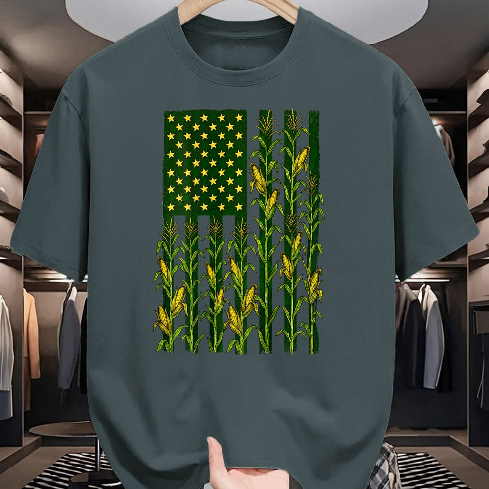 Best Farmer Life Shirt, Funny Farmer UnisexT-Shirt/Hoodie/Sweatshirt HLT00 - (Back) Vintage Corn American Flag Patriotic Farmer Farm Flag T-Shirt