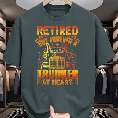 Best Truck Driver Life Shirt, Funny Trucker UnisexT-Shirt/Hoodie/Sweatshirt HLT00 - Retired But Forever A Trucker At Heart Vintage Semi T-Shirt