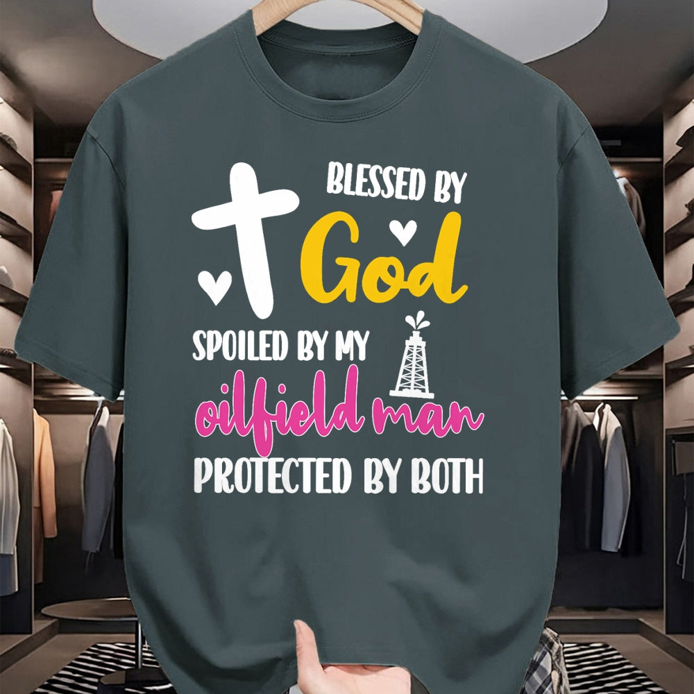 Best Wife Shirt, Wife and Husband Unisex T-Shirt/Hoodie/Sweatshirt HLT00 - Spoiled By My Oilfield Man  Husband Oilfield Worker Wife T-Shirt