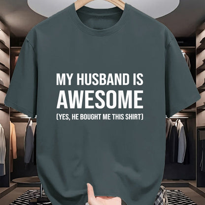 Best Wife Shirt, Wife and Husband Unisex T-Shirt/Hoodie/Sweatshirt HLT00 - Womens My Husband Is Awesome Husband He Bought Me This Funny Wife V-Neck T-Shirt