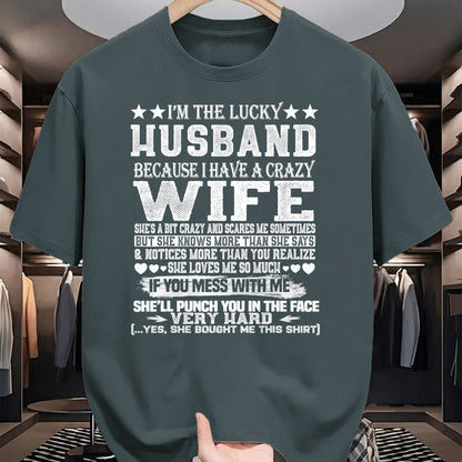 Best Wife Shirt, Wife and Husband Unisex T-Shirt/Hoodie/Sweatshirt HLT00 - Gift for wife T shirt, lucky wife   I Am A Lucky Husband I Have A Crazy Wife Christmas Birthday T-Sh (1)
