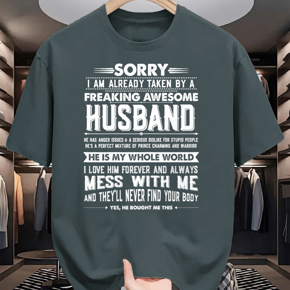 Best Wife Shirt, Wife and Husband Unisex T-Shirt/Hoodie/Sweatshirt HLT00 - Taken by a Freaking Awesome Husband Funny Wife T-Shirt