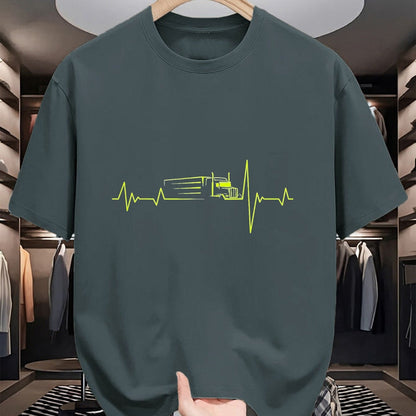 Best Truck Driver Life Shirt, Funny Trucker UnisexT-Shirt/Hoodie/Sweatshirt HLT00 - Truck Driver Heart beat 18 Wheeler semi-Trailer Tractor T-Shirt, Men, Black, 3X-Large