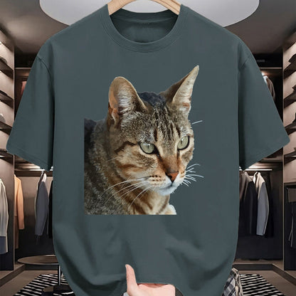 Cat Love Shirt, Funny Cat Lover Gift UnisexT-Shirt/Hoodie/Sweatshirt HLT00 - Stunning Tabby Cat Close Up Portrait Vector T-Shirt (1)