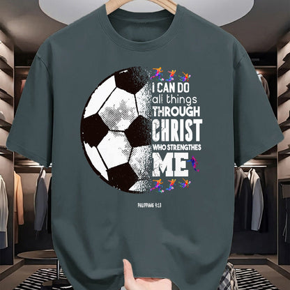 Christian Tee, Christian Faith Unisex T-Shirt/Hoodie/Sweatshirt HLT00 - Christian Soccer I Can Do All Things Through Christ T-Shirt